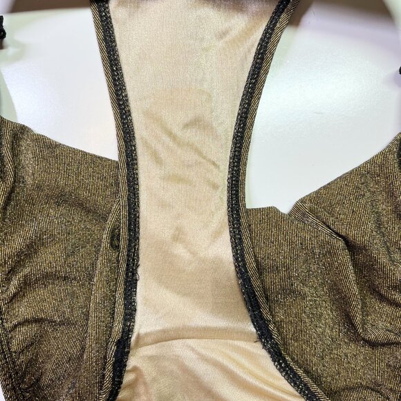 Vintage Côte d'Azur Size 10 Bikini Set Underwire Top Briefs Metallic Gold - Picture 6 of 11